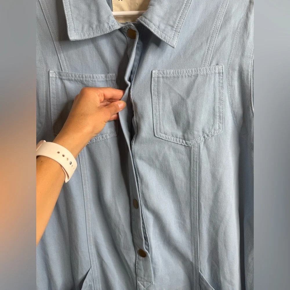 Anthropologie Pilcro Sleeveless Collared Romper Blue Sz Small - Picture 7 of 15